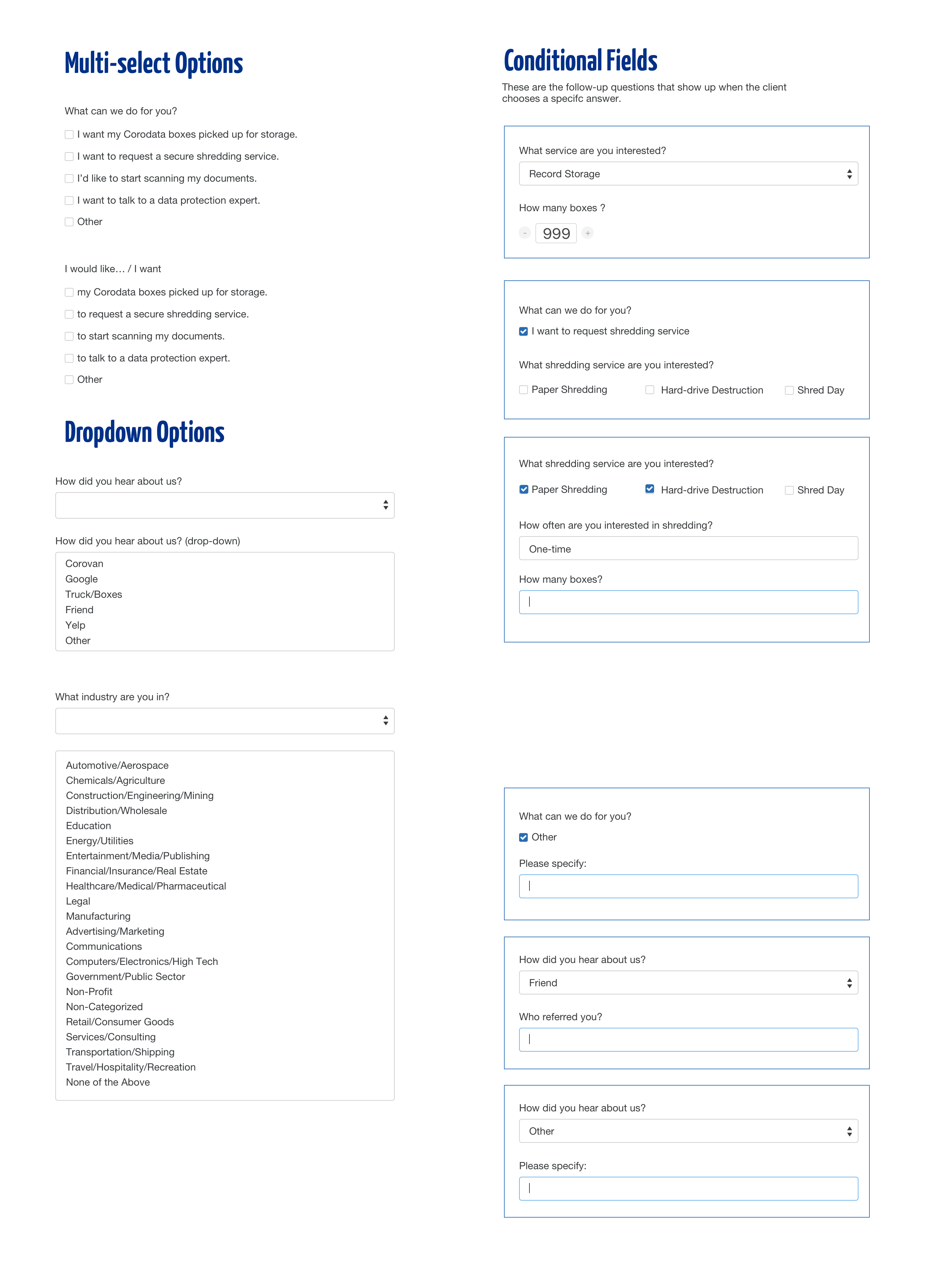 Redesigned Corodata new prospect enquiry form showing the updated header with clear visual separation between the public site navigation and the client portal login